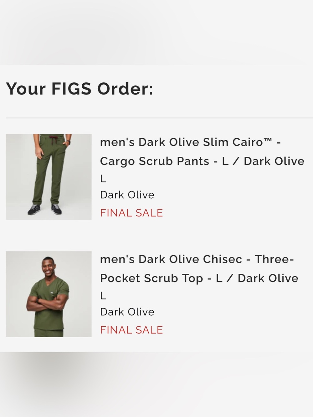 Figs Mens scrub set in Dark Olive, L. NWT.
